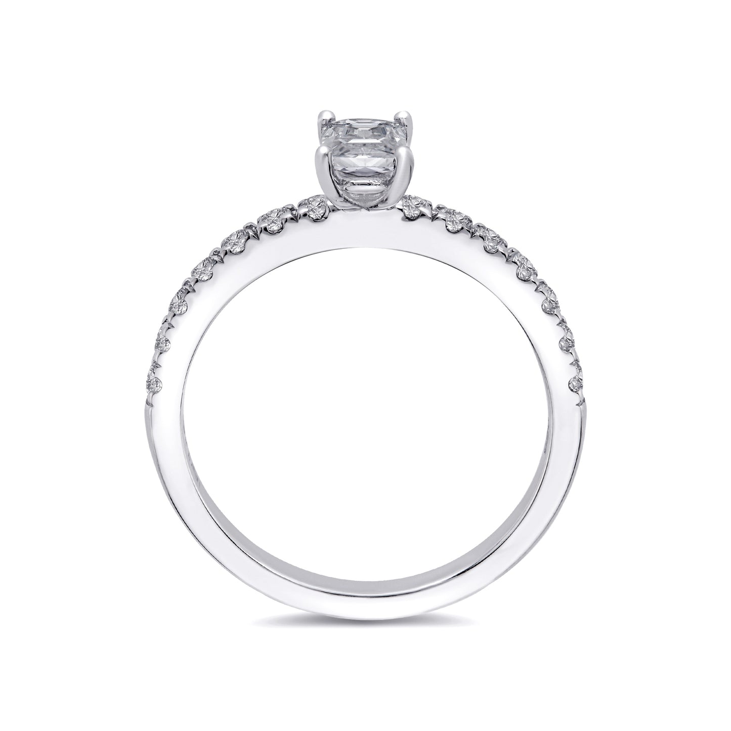solitaire diamant épaulé Emeraude 4 griffes