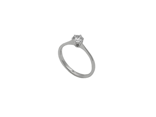 Solitaire classique rond 6 griffes corps fin diamant HSI