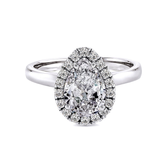 solitaire diamant entourage Poire 4 griffes