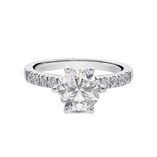 solitaire diamant épaulé Rond 6 griffes