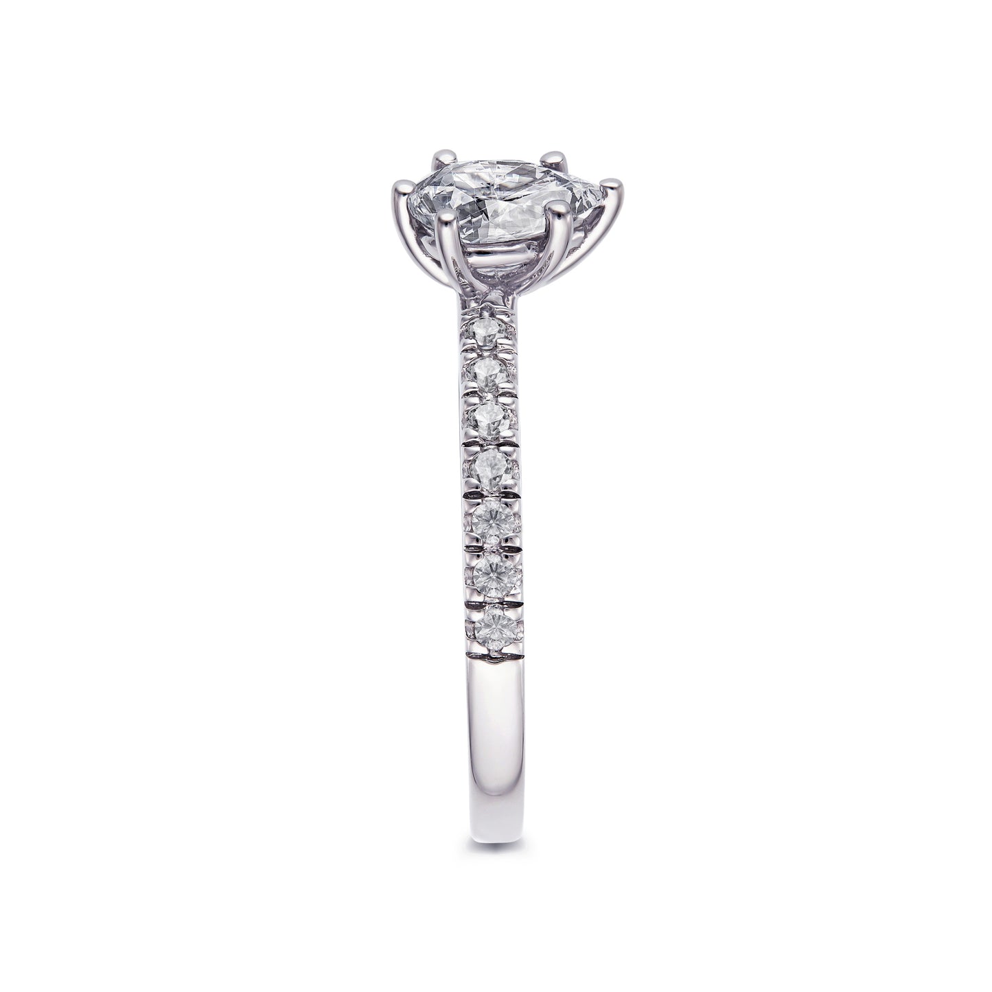 solitaire diamant épaulé Poire 6 griffes